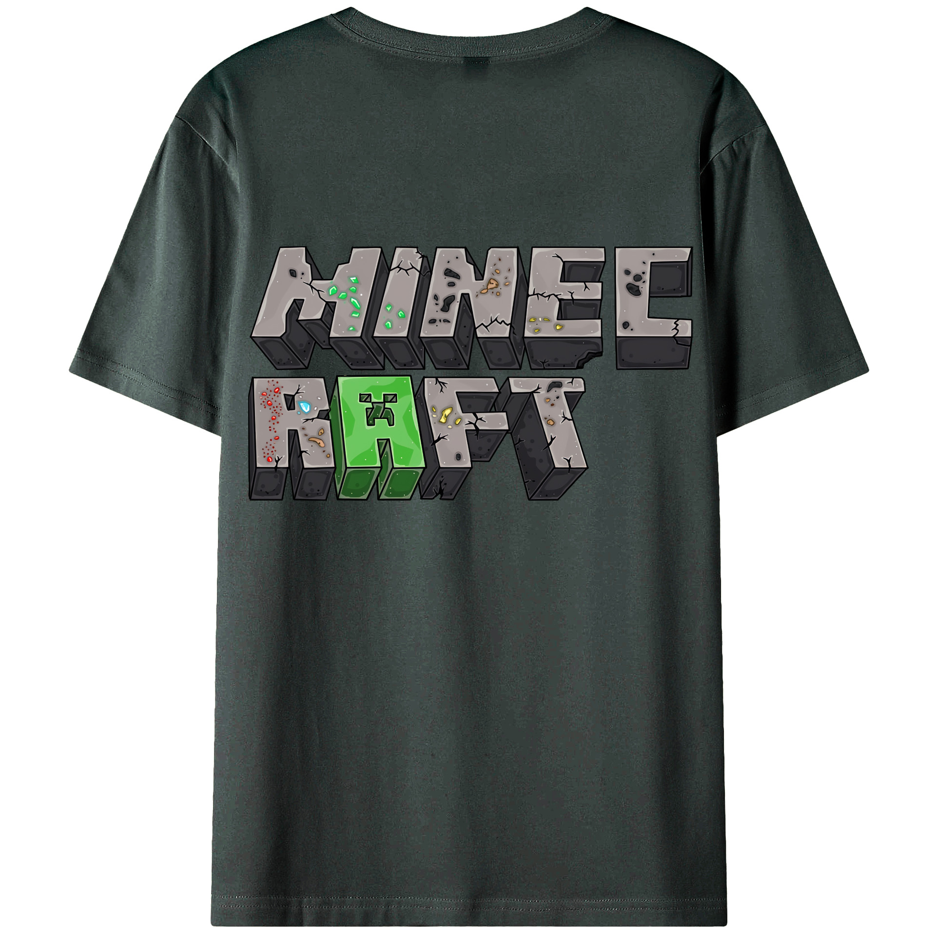 （画像用） マインクラフト ブロックの世界 Minecraft MC Block world 綿100％ メンズ半袖Tシャツ（バックプリント） 通気性